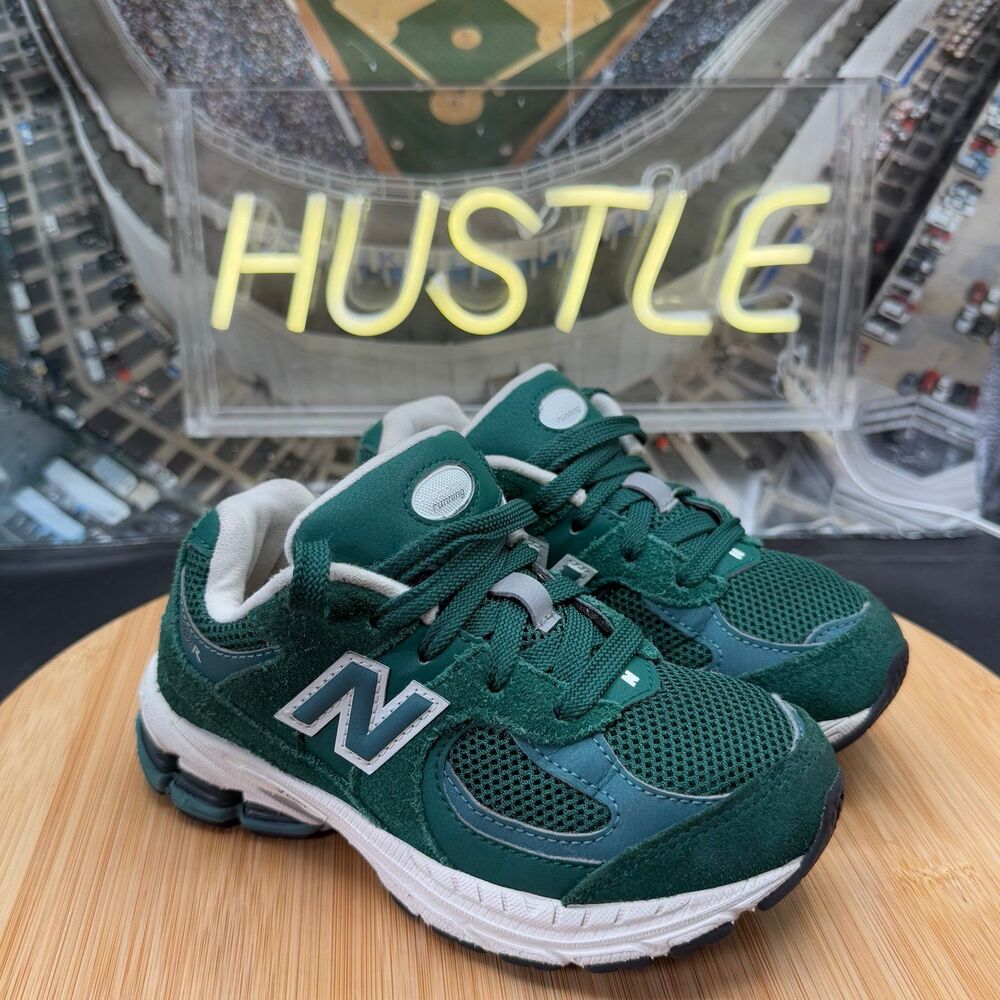 New Balance 2002R Marsh Green New Spruce Sea Salt kids (TD) Sz 11 (Wide)